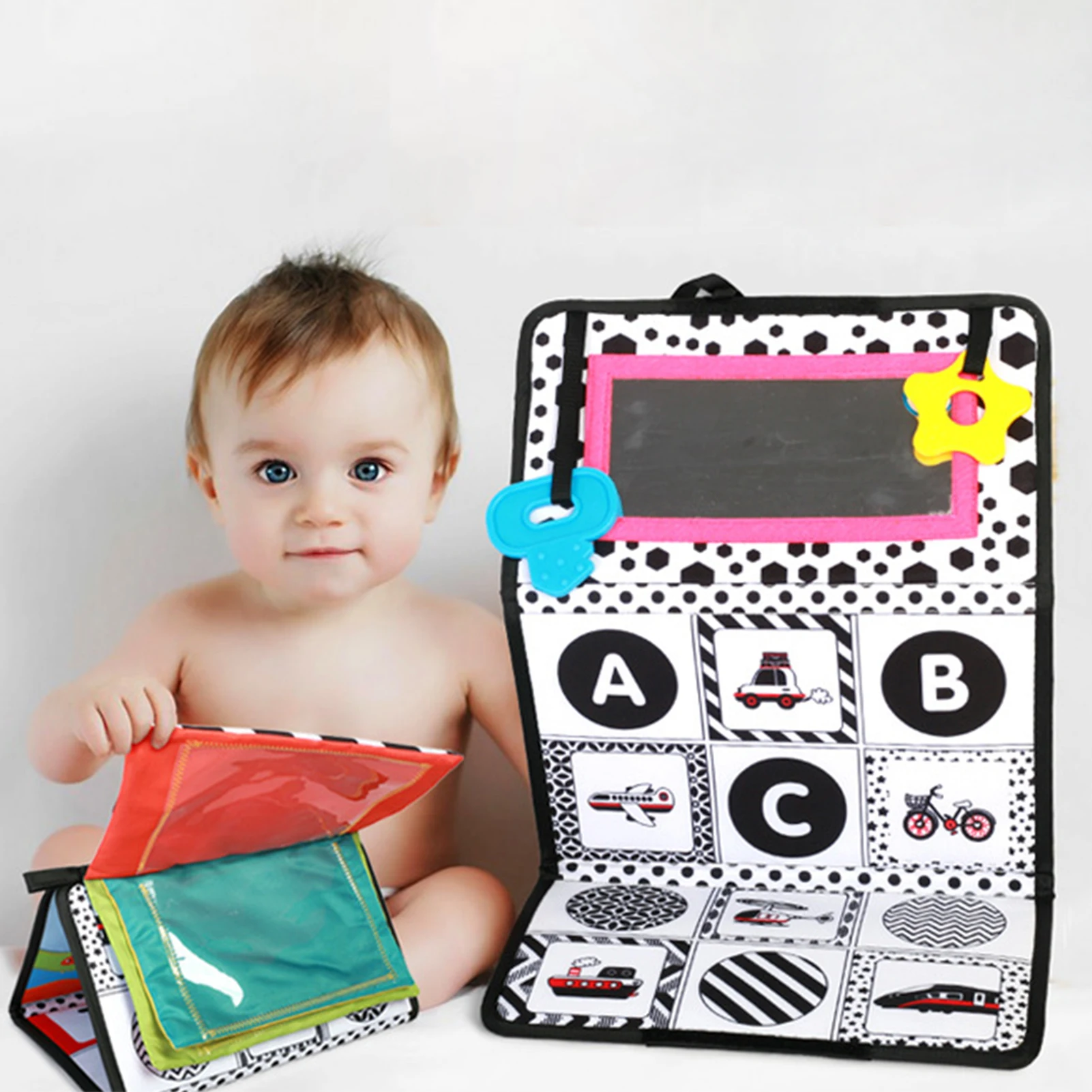 

Baby Distorting Mirror Fun Cognitive Folding Album Montessori Sensory Toys Car Rear Seat Fun Mirror Toy Great Early Development
