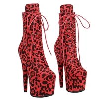 leecabe leopard 17cm7inches pole dancing shoes high heel platform boots pole dance boot