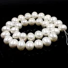 Бесплатная доставка 15x12 мм Feeform форма яйца белая натуральная круглая Швабра жемчужные драгоценные камни бисер нитка 15