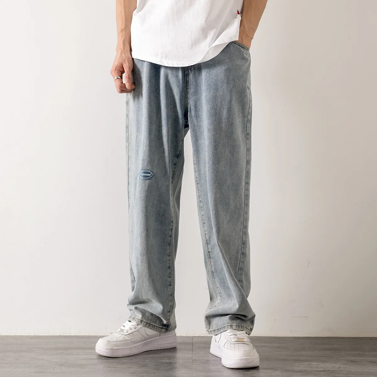 Джинсы мужские легкие в Корейском стиле Классические тонкие прямые брюки из