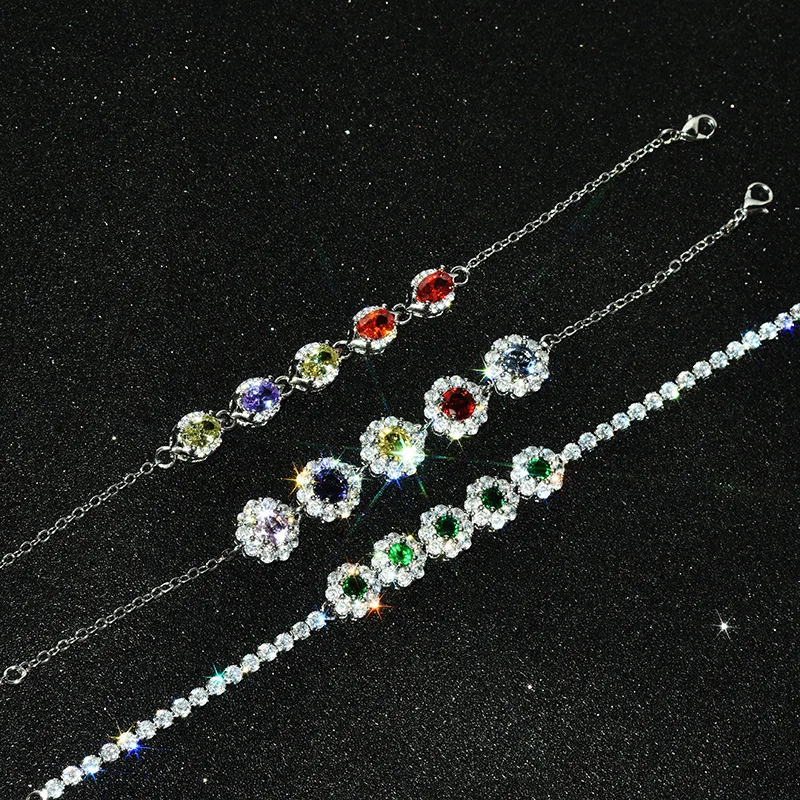 

New Original Design Snowflake Bracelet Women's Super Sparkling Colorful High Carbon Diamond Bracelet Luxury Jewelry Gifts Party