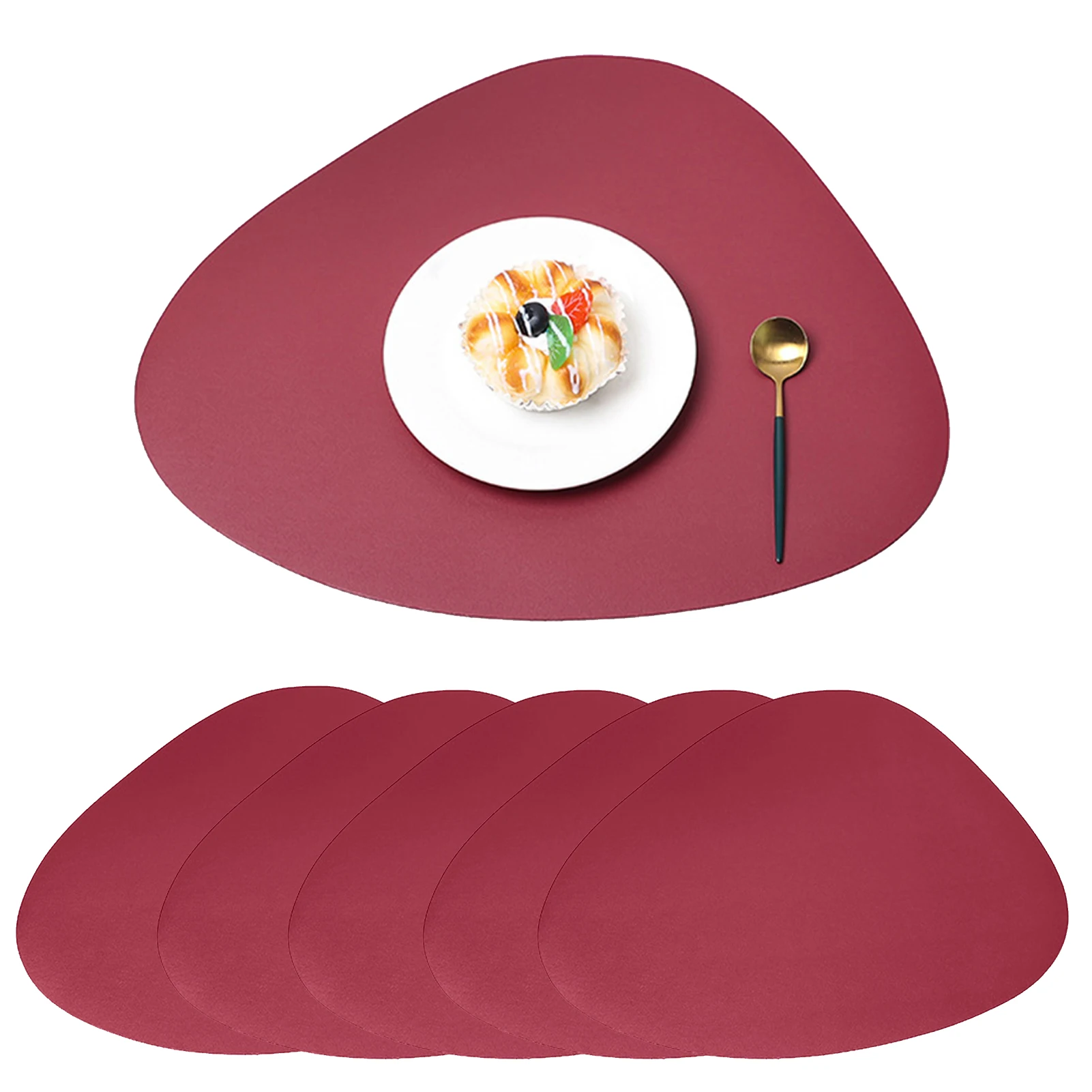 

6pcs Nordic Style Heat Resistant Washable Placemat Set Decoration Wipeable Non Slip Kitchen Home Dining Table Faux Leather