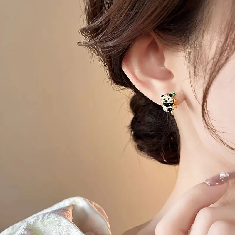 Серьги с пандой новые модные бамбуковые серьги в китайском стиле дизайнерские