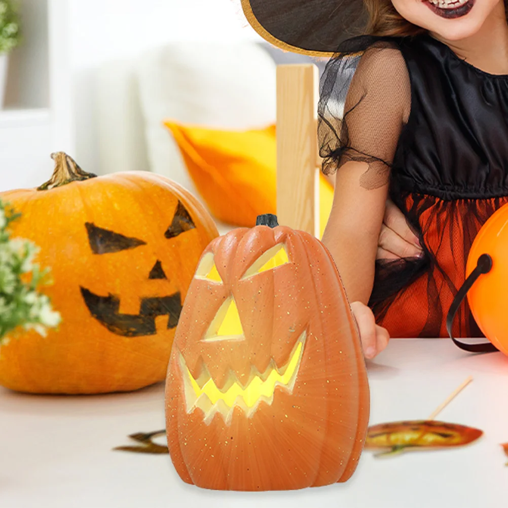 

2 Pcs Pumpkin Face Statue Decorations Ornaments Dining Table Halloween Party Craft Figurine Plastic Prop