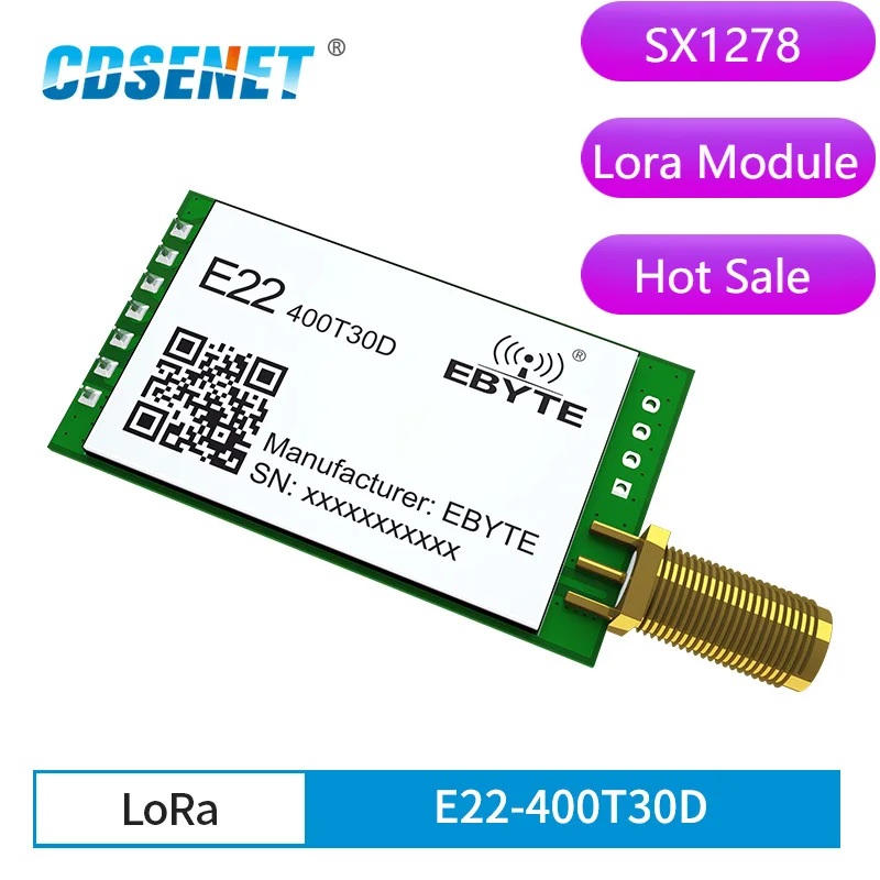 Modulo porta seriale UART DIP a lungo raggio 30dBm 1W modulo ricetrasmettitore LoRa Semtech SX1268 433MHz rf E22-400T30D