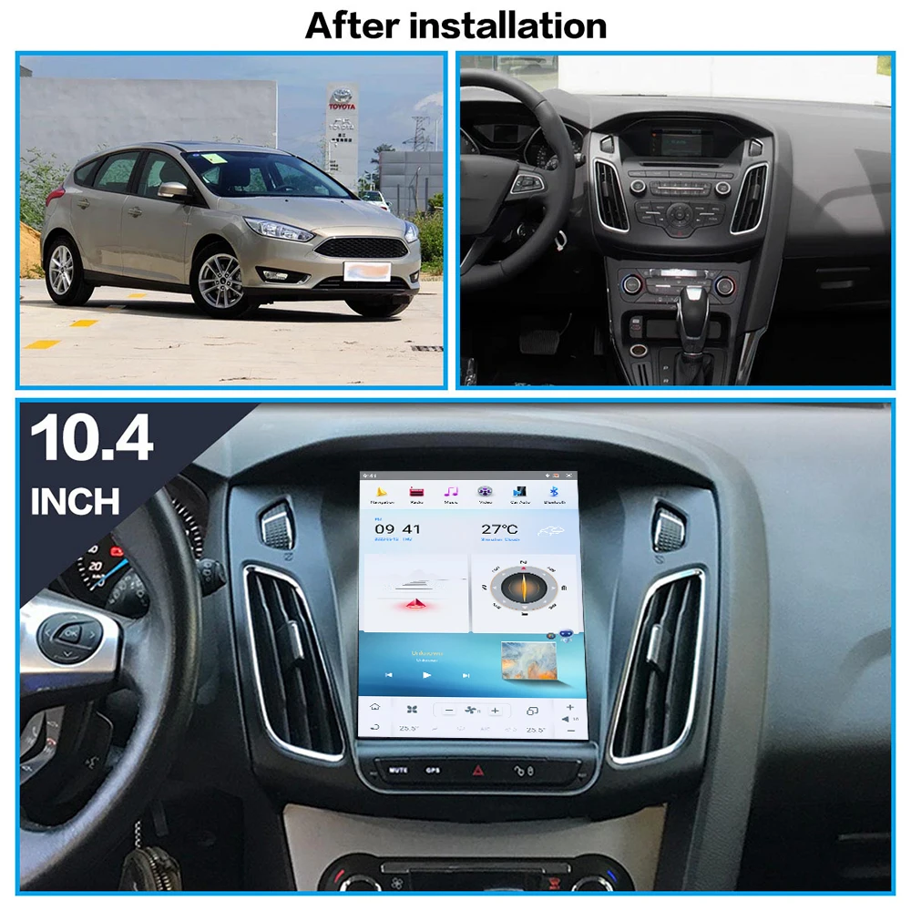 Вертикальный экран Android 11 для Ford Focus 2012-2019 Tesla Style Автомобильный GPS-навигатор