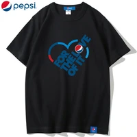 pepsi cola springsummer 2022 new solid color round neck loose short sleeved simple and comfortable cotton couple t shirt