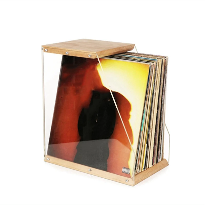 Держатель для хранения пластинок стеллаж выставки товаров из цельного дерева