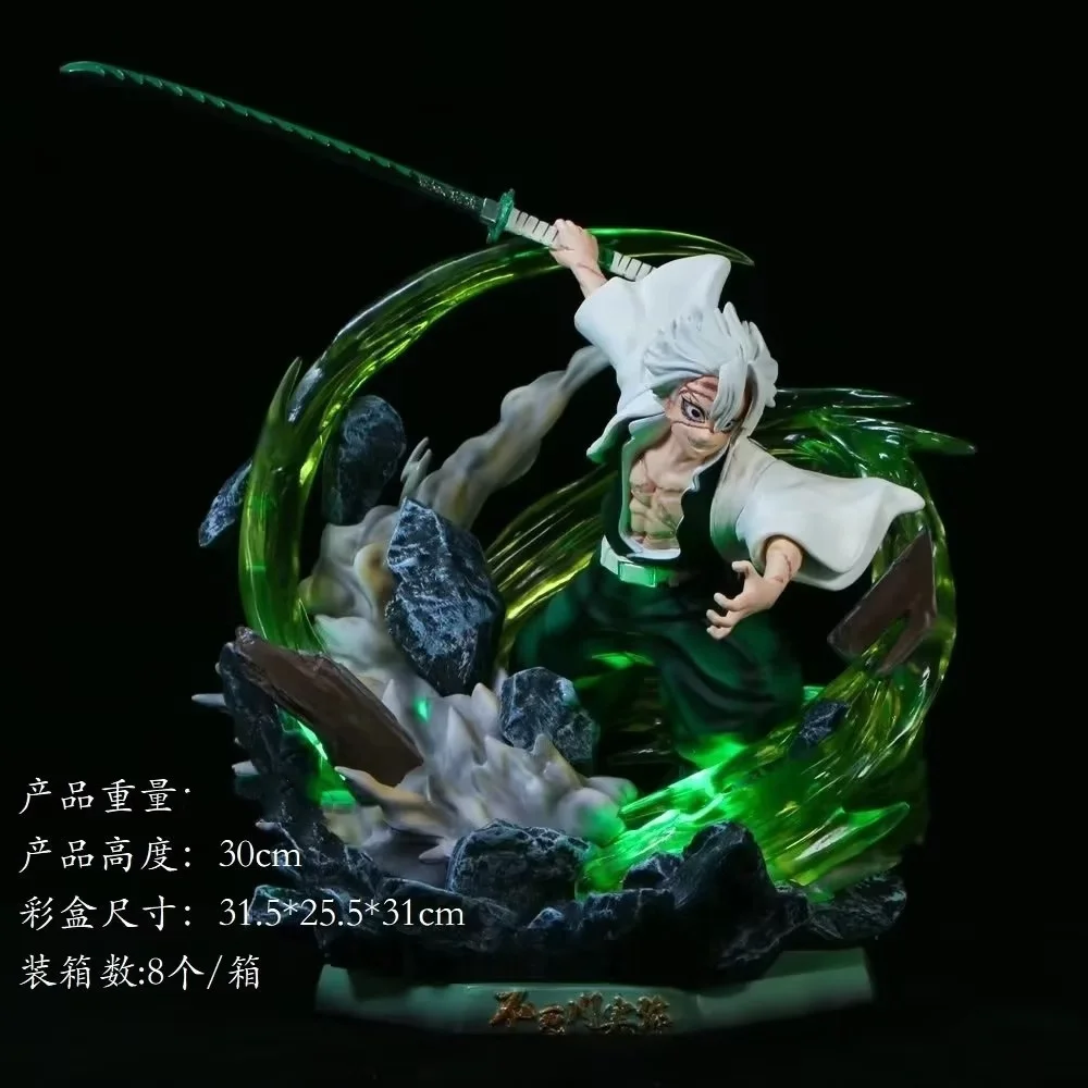 Nowy 30CM Anime Demon Slayer Shinazugawa Sanemi Figurki akcji Może emituć światło PVC Model Statuetka Zabawki lalka Dekoracja biurka Prezenty w