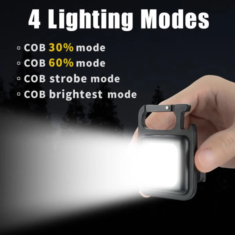 

COB Keychain Light USB Charging Emergency Lamps Multifunctional Mini Glare Strong Magnetic Repair Work Outdoor Camping Light