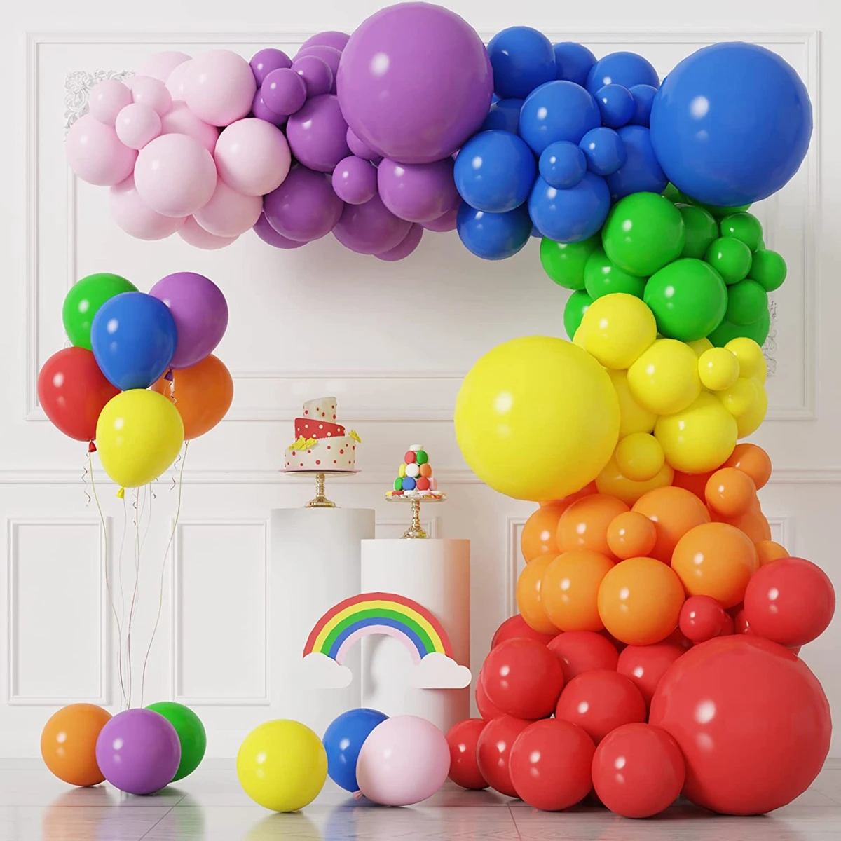 

Разноцветная Радужная гирлянда с воздушными шарами, разноцветное искусственное украшение, декор для свадьбы, дня рождения, детский праздник для будущей мамы