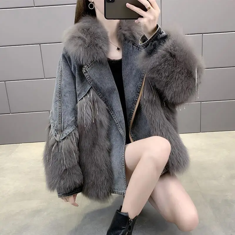 

Woman New Fashion Faux Fur Coat Female Black Elegant Thick Warm Artificial Fox Fur Jacket Outerwear Ladies Wild Teddy Coats G171