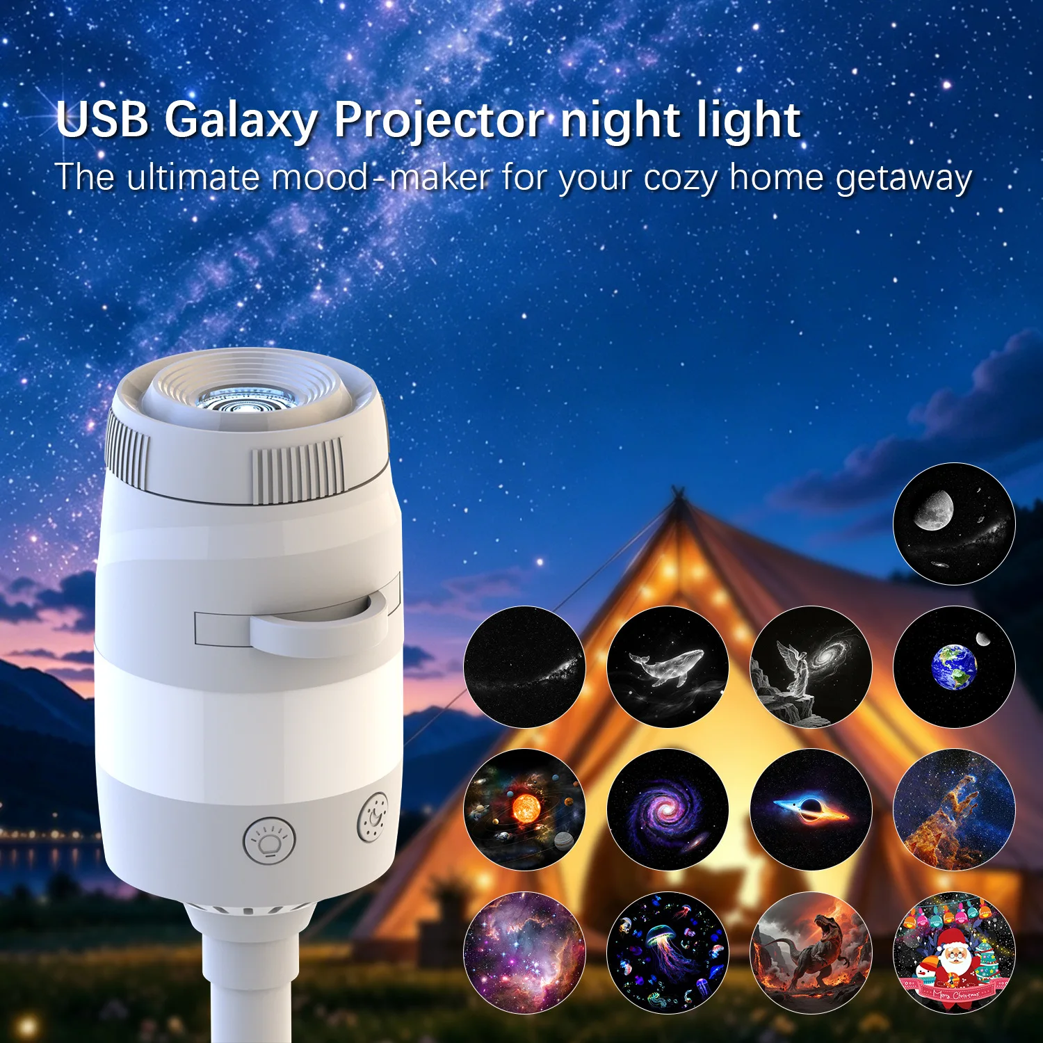 Фото USB-проектор «Звездное небо»: атмосферная лампа для спальни, высококачественный ночник с эффектом полного неба №1