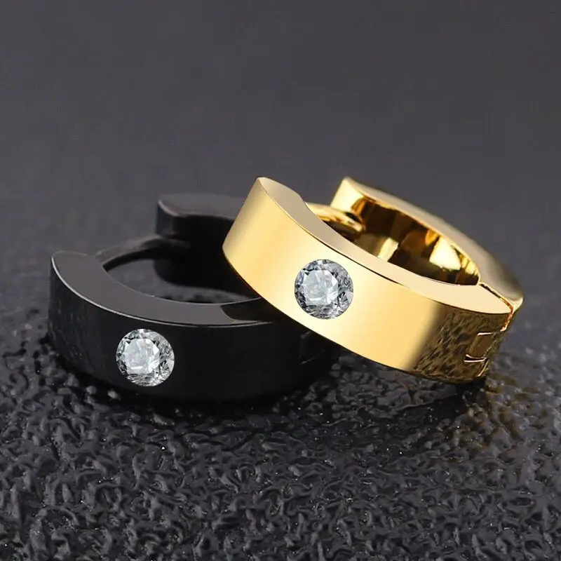 Оптовая продажа ювелирных изделий -- серьги-кольца из титановой стали с гладким