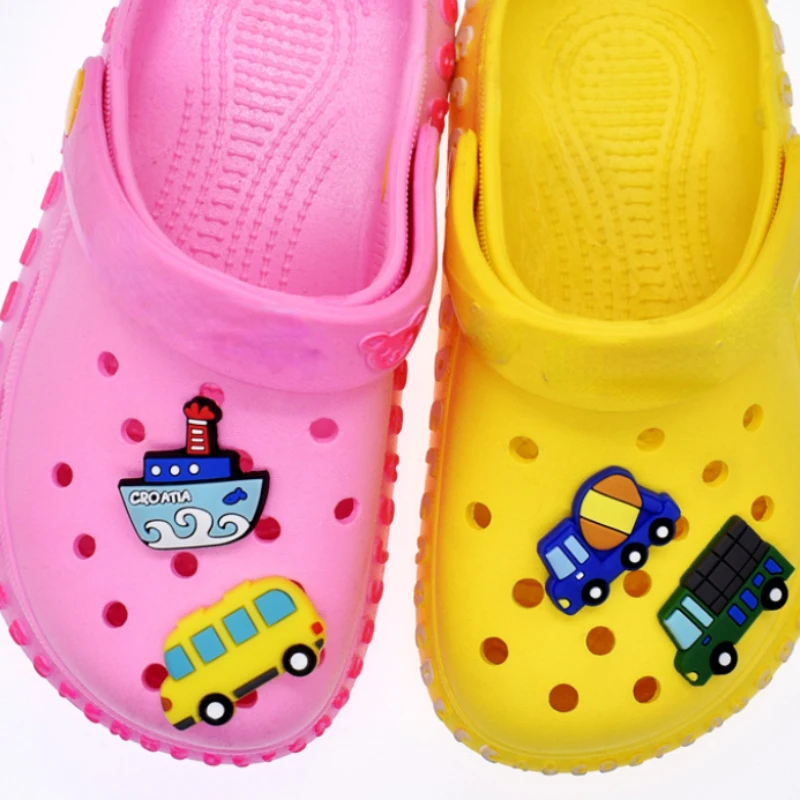 22PCS Shoe Charms for Croc Charms PVC Cute Cartoon Vehicle Shoe Decoration Pins Shoe Accessories Pack Jibz for Girl Boy gif