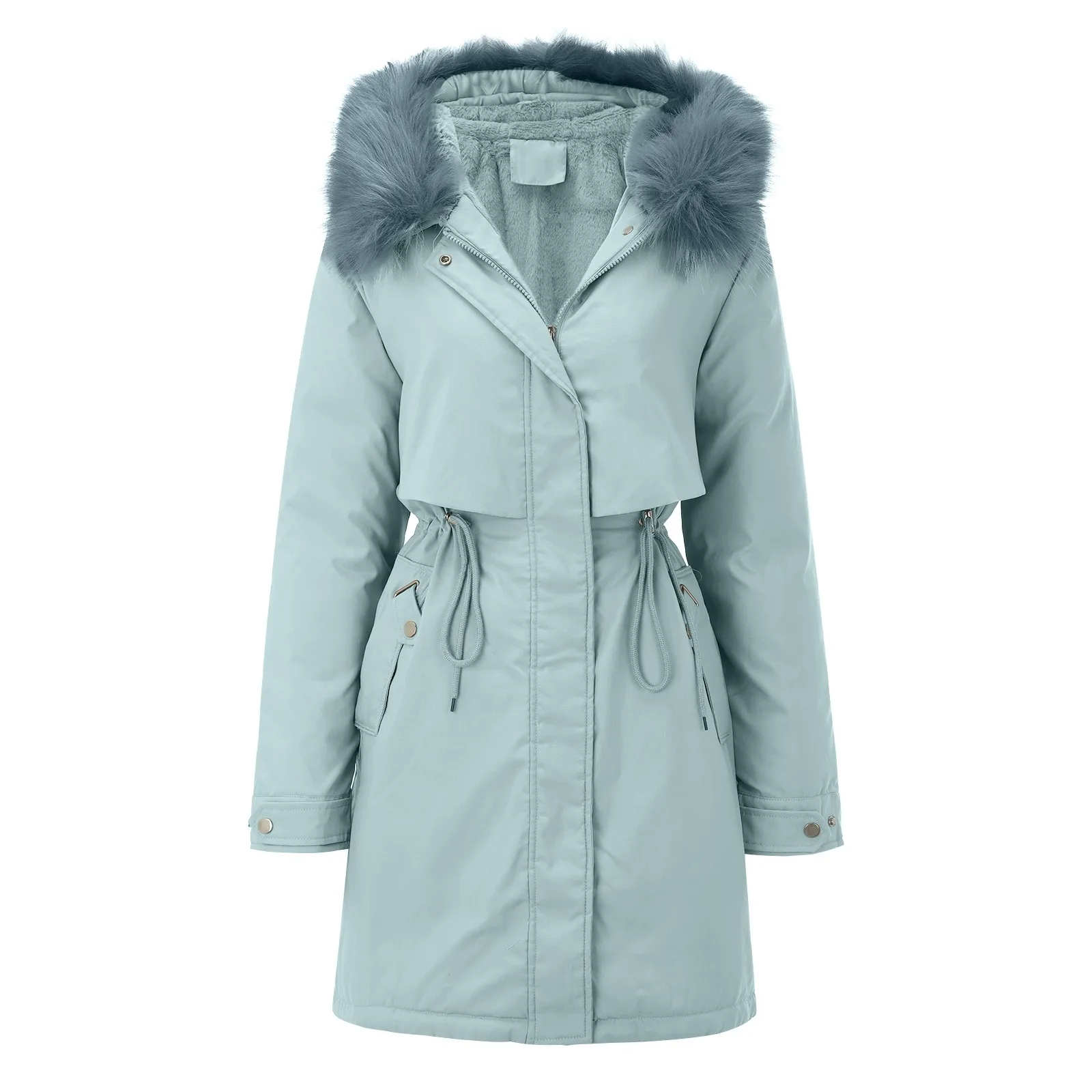 Women Winter Warm Parka Coat 2022 Thicken Casual Coat Jacket Lapel Collar Long Sleeve Vintage Warm Hooded Thick Padded Outerwear