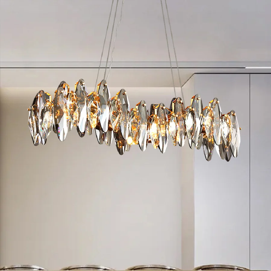

Хрустальная люстра в скандинавском стиле E14, роскошное украшение для гостиной, светодиодный светильник с подвеской и серыми стразами