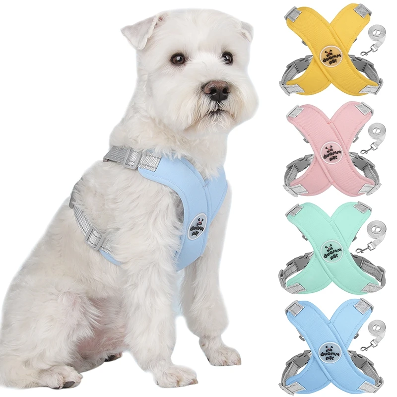 

Breathable Lightweight Dog Harness Adjustable Harnesses Vest with Handle Reflective Pets Training Leash Set for Small Medium Dog