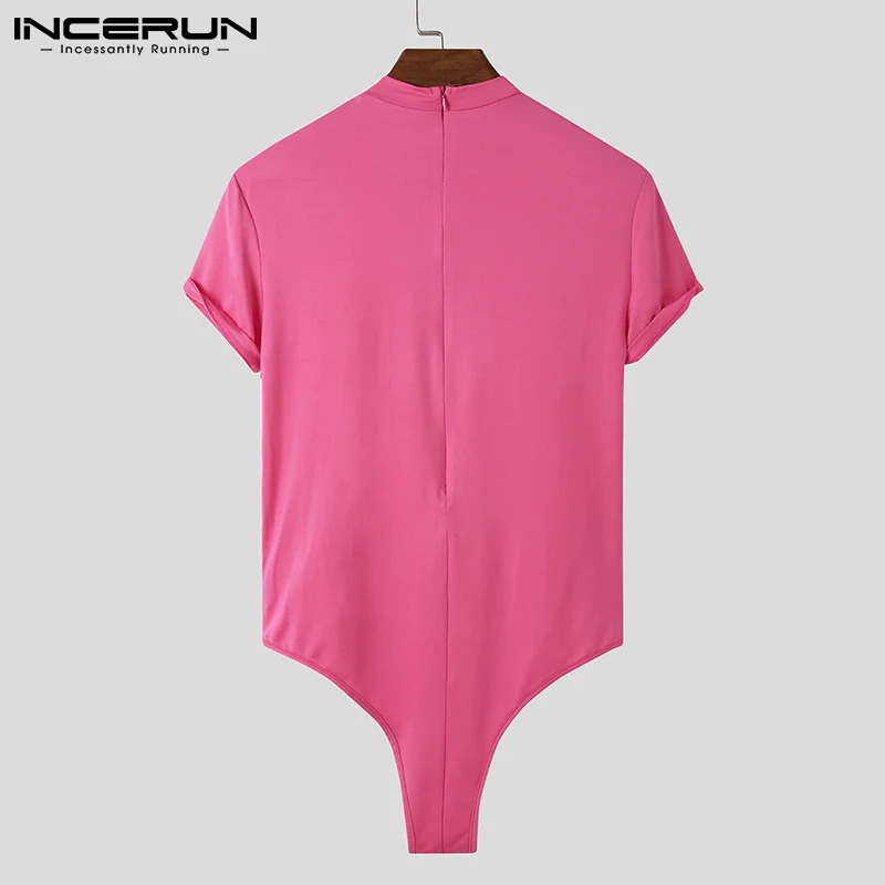 Sexy Casual Style Men Fashionable Hot Sale Short Jumpsuits Undershirt Male Solid Short Sleeve O-neck Onesies S-5XL INCERUN 2022