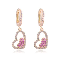 gold silver plated cute tiny heart earrings for women drop gold earrings party cubic zirconia jewelry