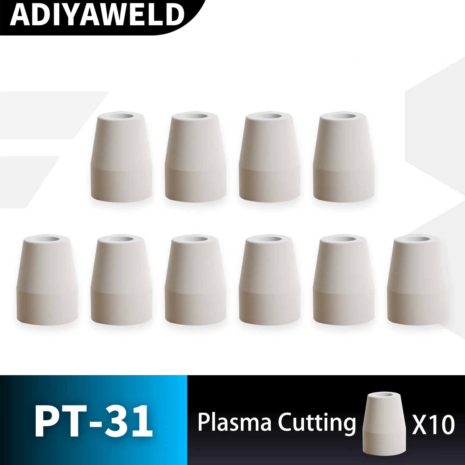 

ADIYAWELD 10PCS PT-31 LG-40 Air Plasma Cutting Cutter Torch Welding Consumables Shield Cup Plasma Cutter Accessories