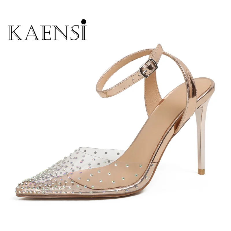 

Туфли женские на шпильке, пикантные сандалии с кристаллами, заостренный носок, высокий каблук-шпилька, вечерняя Обувь, летние Тапочки