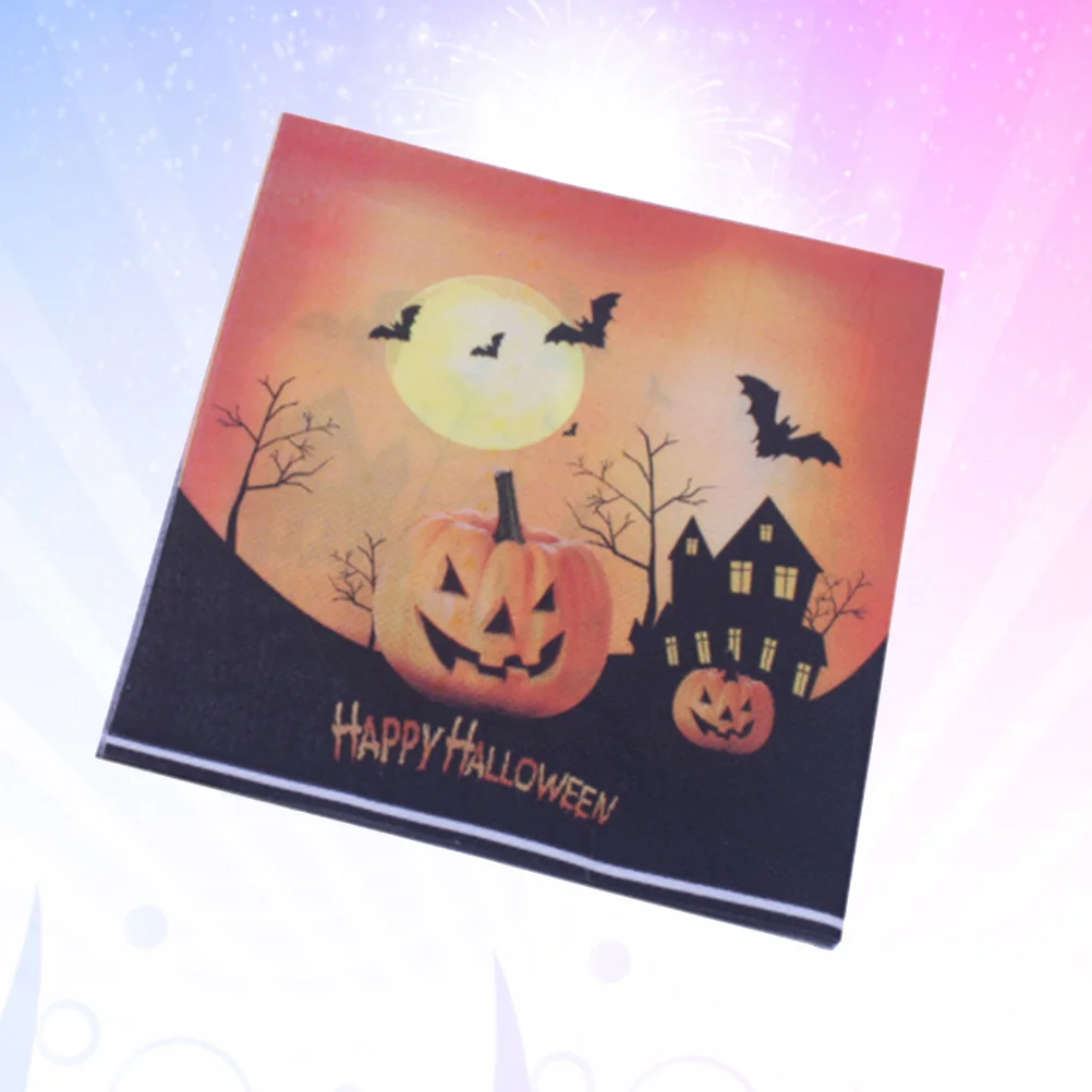 

20 Sheets Napkin Creative Printing Bat Pumpkin Horrible Napkins