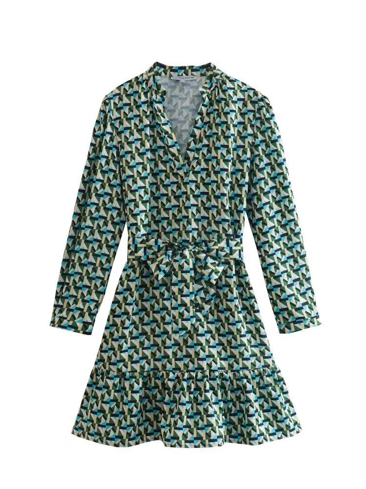 

Летнее платье, новинка 2022, женское модное облегающее платье с принтом и V-образным вырезом, молодежное Повседневное платье для отпуска, женс...