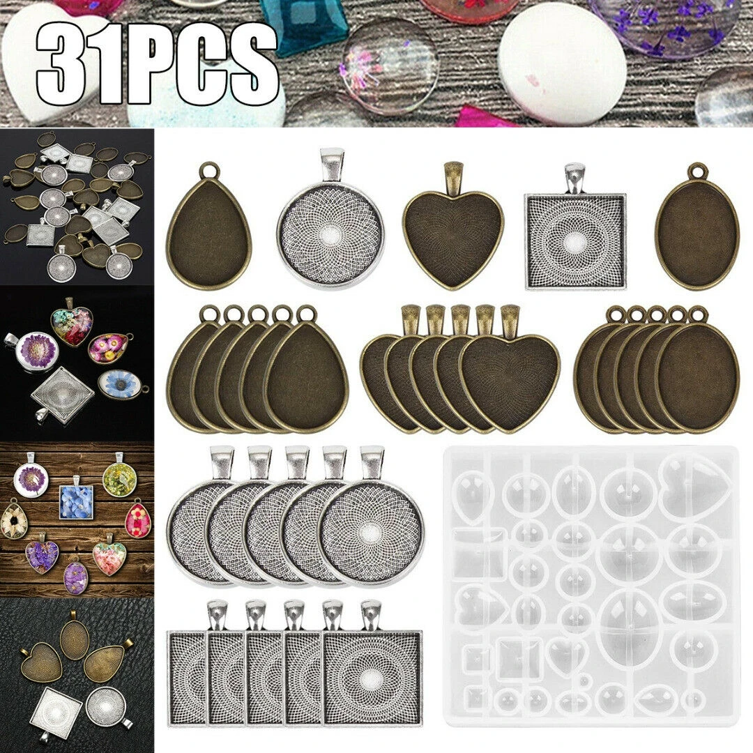 

31Pcs Silicone Pendant Mold Jewelry Resin Necklace Mould Casting Craft DIY Set