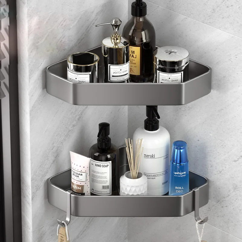 

1 шт. алюминиевая корзина, одноуровневая треугольная корзина для хранения в ванной комнате, угловой туалет, настенный стеллаж для хранения