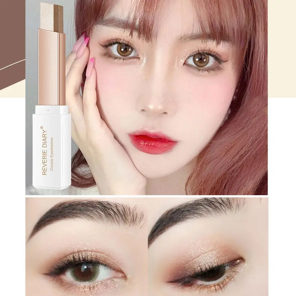 1Pcs Professional 2 In 1 Double Color Gradient Velvet Eye Shadow Stick Lazy Makeup Waterproof Lasting Shimmer Metallic Eyeshadow - купить по