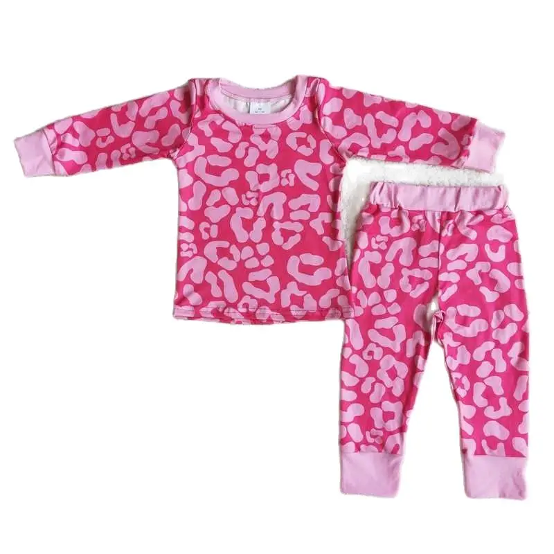 

6 A29-20 Girls Easter Outfit Long Sleeve And Long Pants Leopard Print