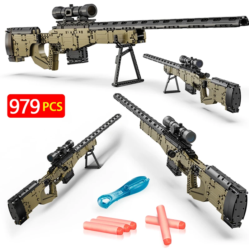 

979pcs City WW2 Police Weapon Sniper Rifle Building Blocks Military Assault Rifle DIY Bricks Toys for Boys Gifts