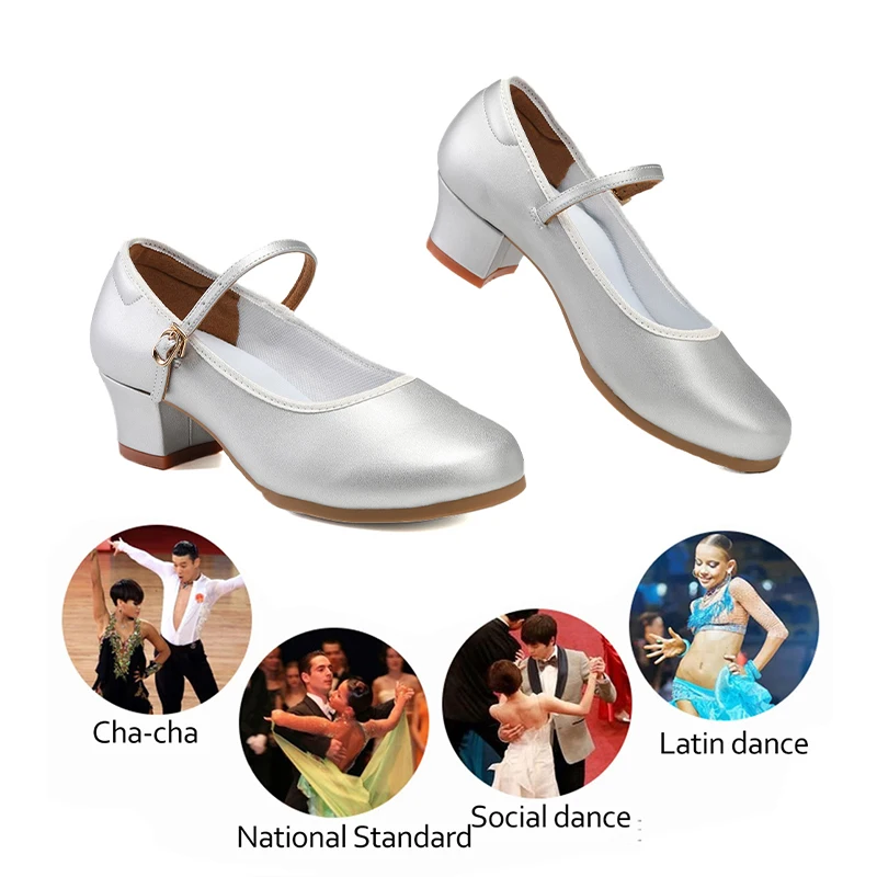 SWDZM Women Modern Dance Shoes Soft Bottom Tango Dancing Shoes Ballroom Latin Dance Shoes For Women 4CM Middle Heeled