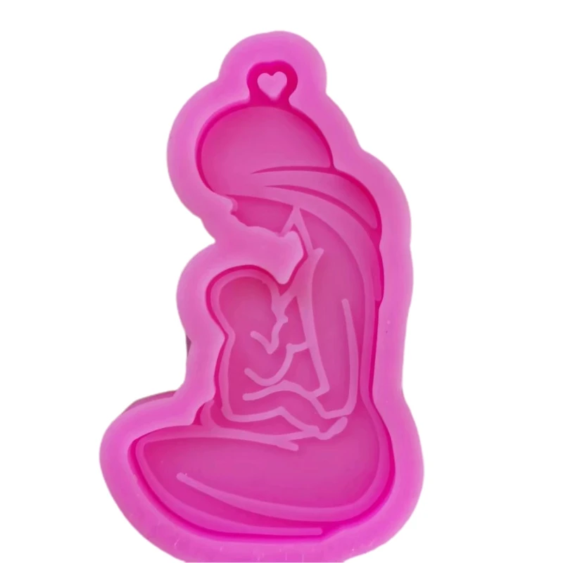 

D7WB DIY Crafts Silicone Mould Jewelry Pendant Resin Casting UV Epoxy Mold Glossy Breastfeeding Mother Keychain Resin Mold