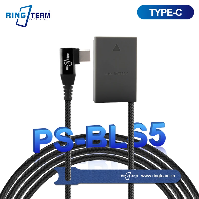 New Braided Cable BLS5 DC Coupler PS-BLS-5 TYPE-C USB-C PD Right Angled for Olympus E-M1X EM1 MARK II EM1-2 EM1 Mark 2  Cameras