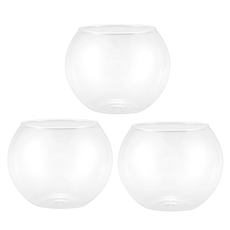 

3X Round Sphere Vase In Transparent Glass Fish Tank