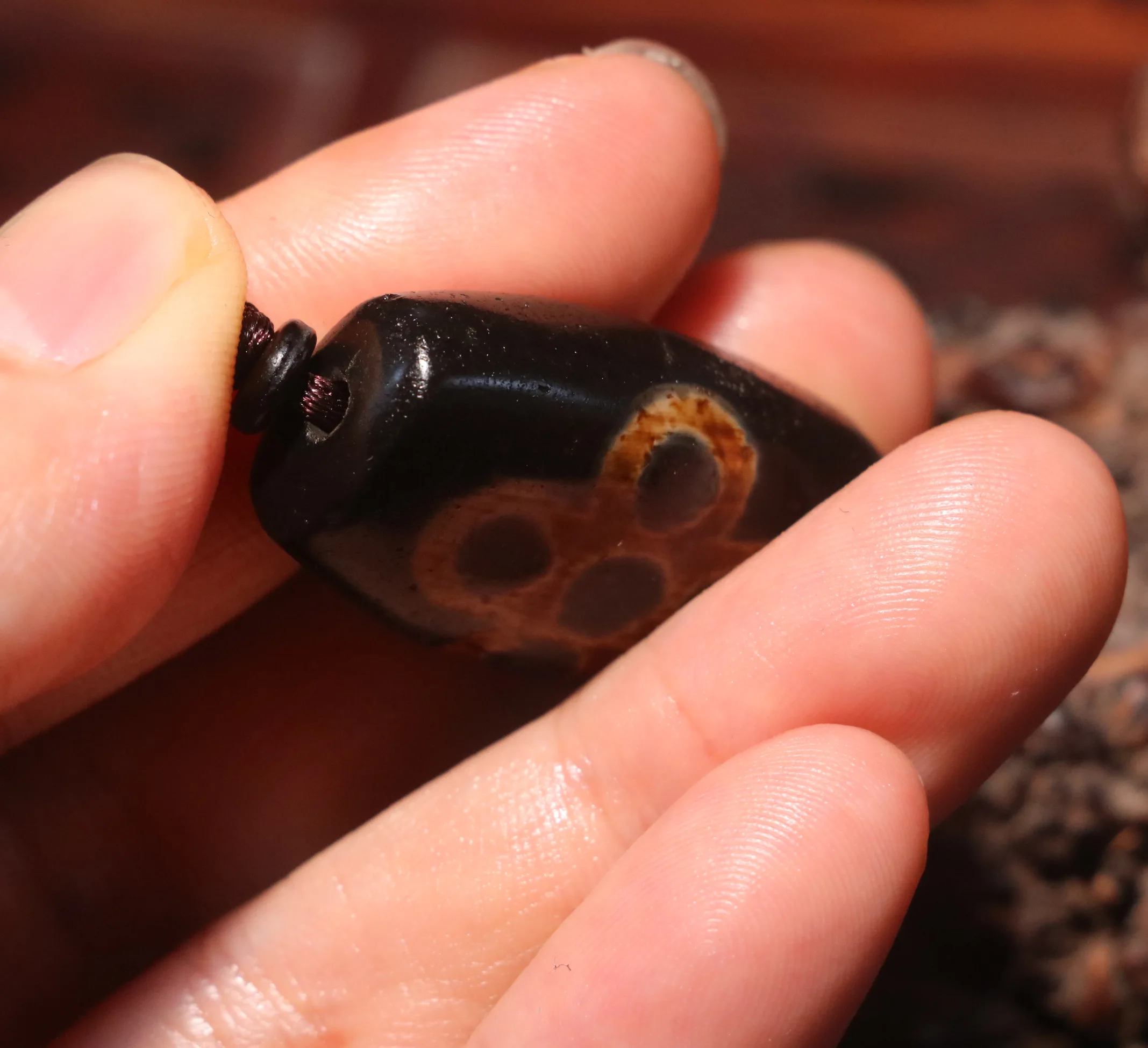 Энергетический Тибетский Старый Агат с 5 глазами осветляющая волна быстрая