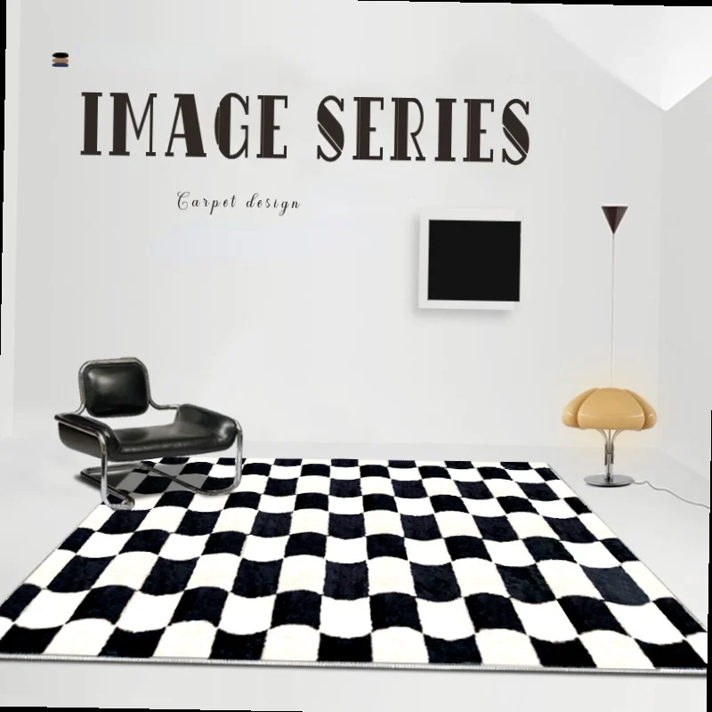 

Профессиональный французский средневековый ковер для гостиной черно-белый шахматный ковер для спальни домашний полиэстеровый ковер Роско...