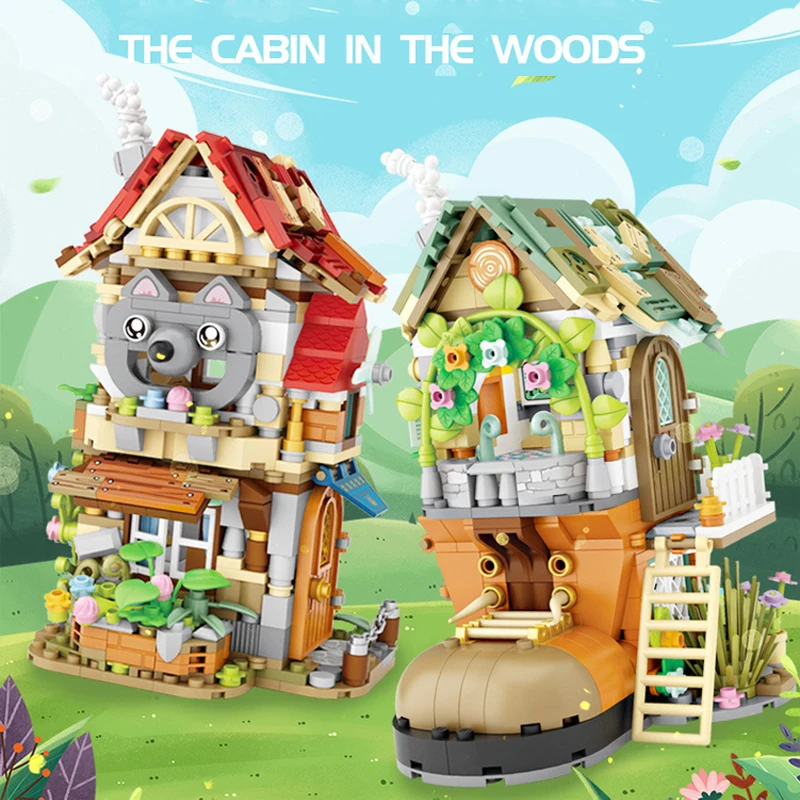 

LOZ Mini Street View Forest Cabin Dwarf House Building Block DIY City Friends Architectural Bricks Toys For Children Girls Gifts