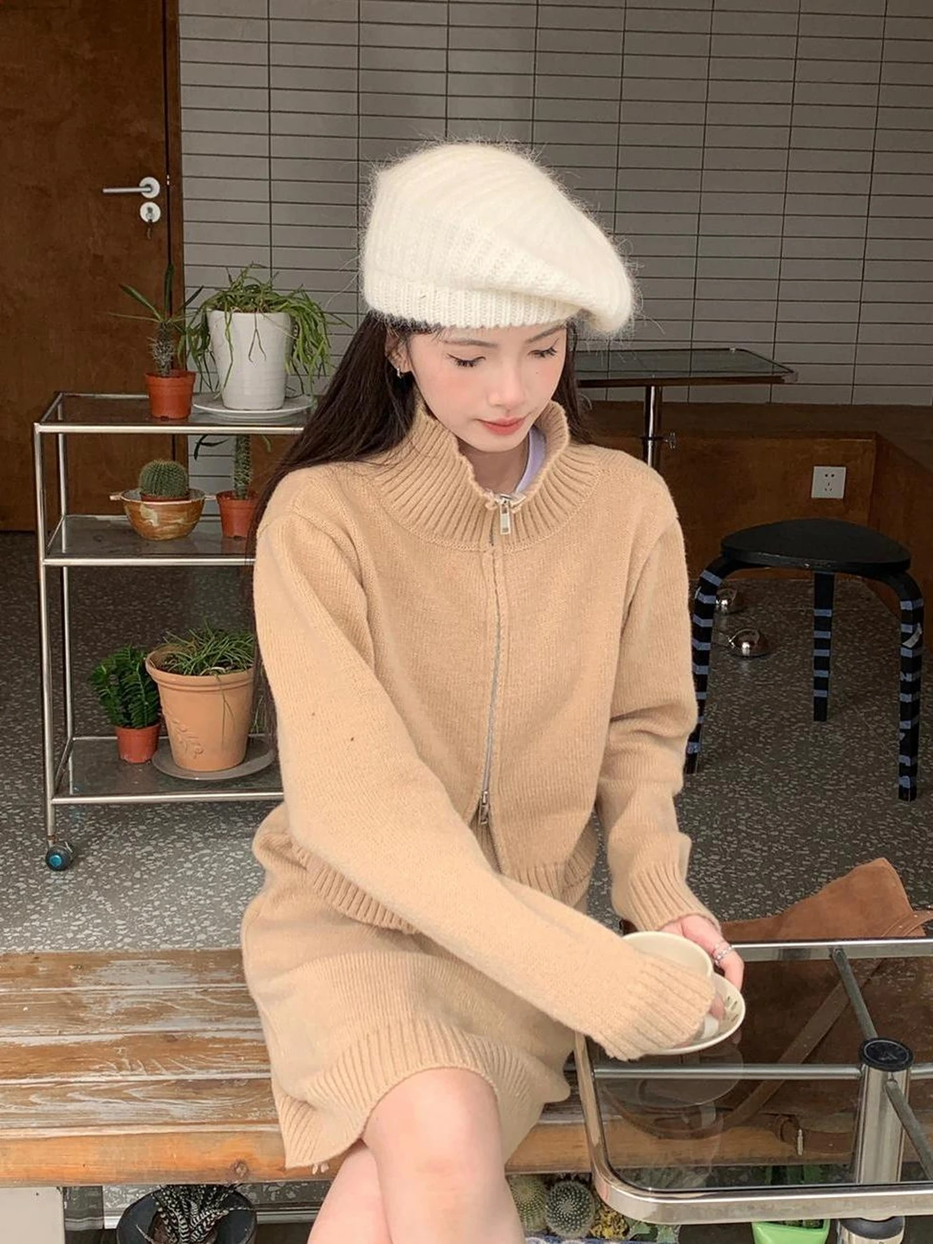 Однотонная короткая водолазка свитер с длинными рукавами верхняя одежда