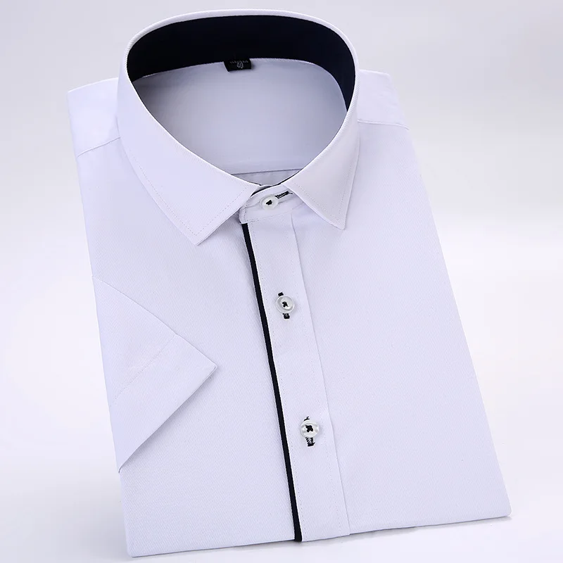 Fashion Summer Mens Shirt Short Sleeve Men Dress Shirts Man Business Party Solid Casual Work Wear Formal Slim Fit Male Shirt