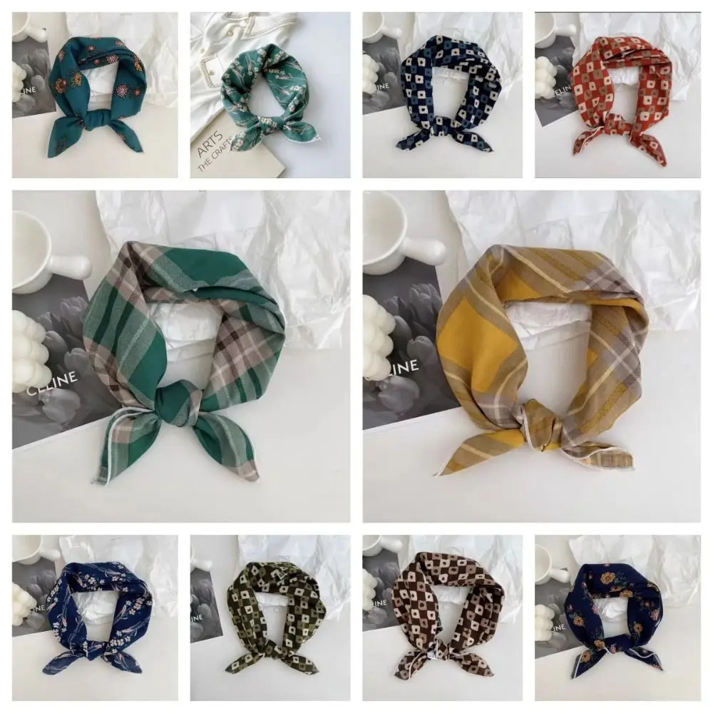 Повязка на голову с цветком хлопковый льняной квадратный шарф галстук для волос