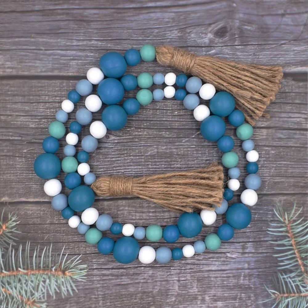 

Colorful Tassel Jute Rustic Beading Wall Door Hanging Wooden Beads String DIY Handmade Gifts for Party Holiday Spring Home Decor