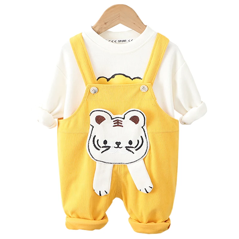 

Комплекты одежды для маленьких девочек, весенний пуловер для мальчиков, свитшот, комбинезоны с мультяшным тигром, детская спортивная одежда, одежда для младенцев, наряды