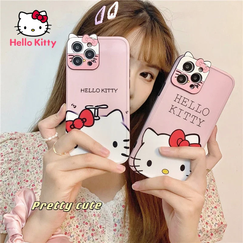 

Hello Kitty for IPhone 6S/7/8P/X/XR/XS/XSMAX/11/12Pro/12mini Lens Protection Cartoon Cute Silicone Anti-drop Phone Case