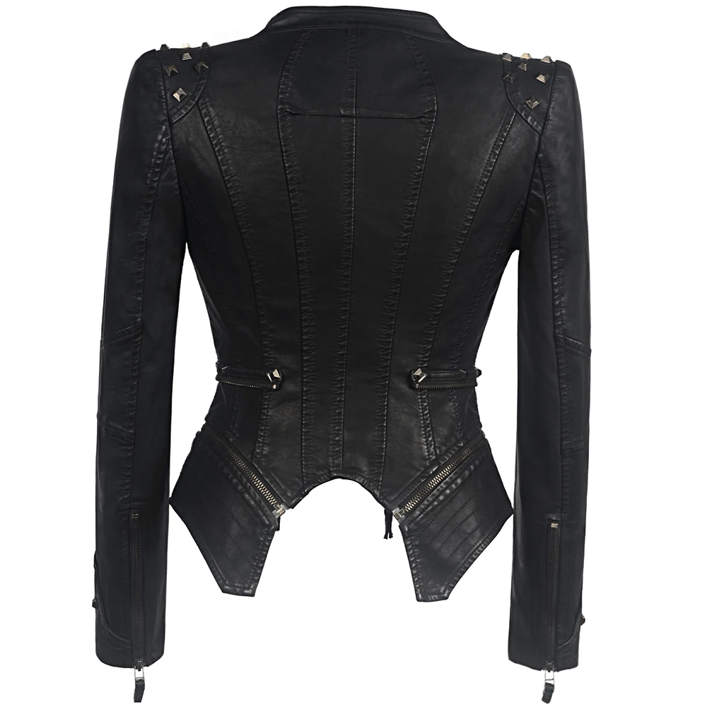 2019 New Fashion Women Smooth Motorcycle Faux Leather Jackets Ladies Long Sleeve Autumn Winter Biker Streetwear Black Pink Coat