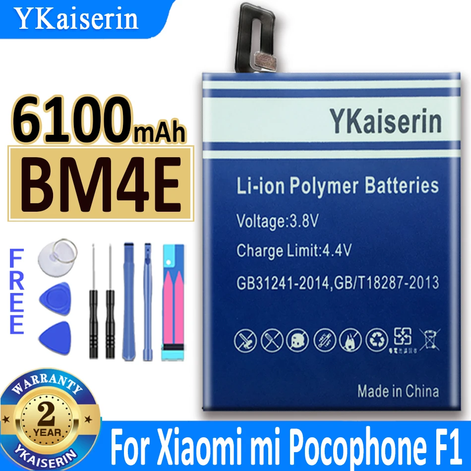 

Original YKaiserin Replacement Battery BM4E For Xiaomi MI Pocophone Poco F1 Battery Authentic Phone Battery 6100mAh Bateria