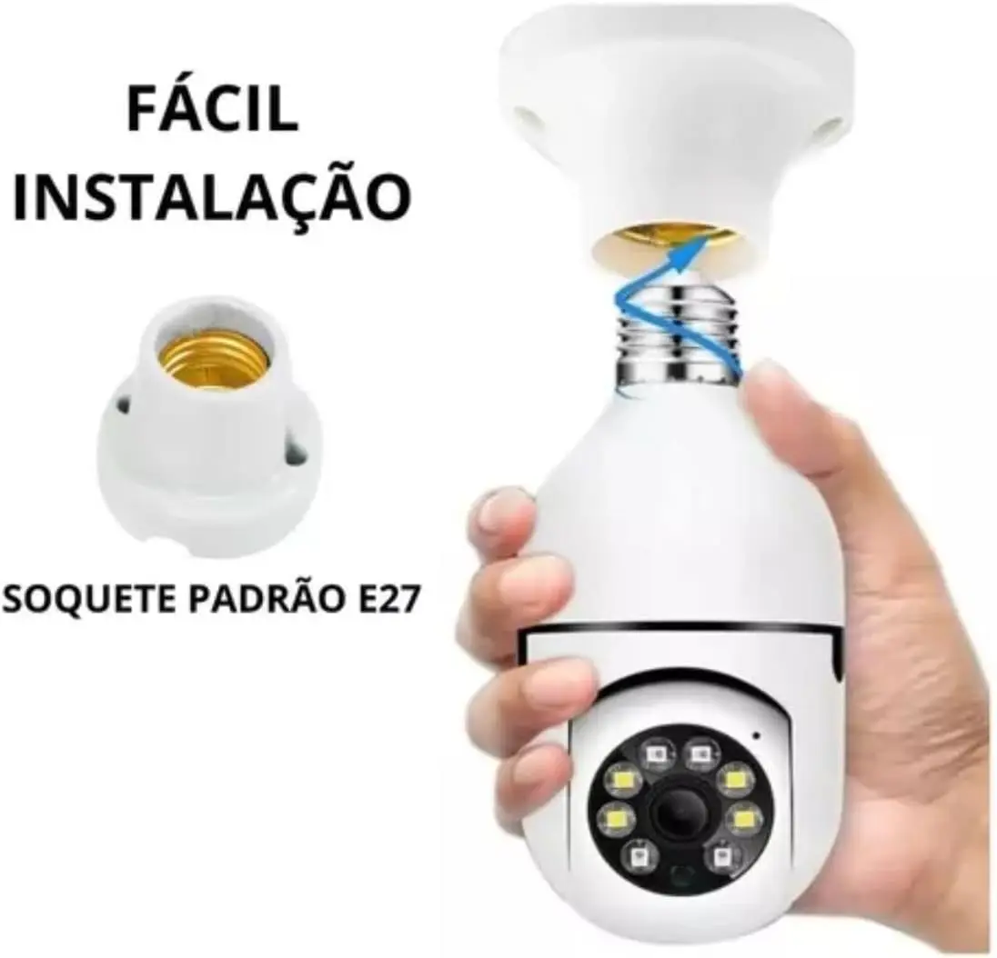 

2023 new Câmera Espiã de Lâmpada Visão Noturna Panorâmica Rotativa 360 1080P Wifi Rastreamento de Movimento Resistente a Á