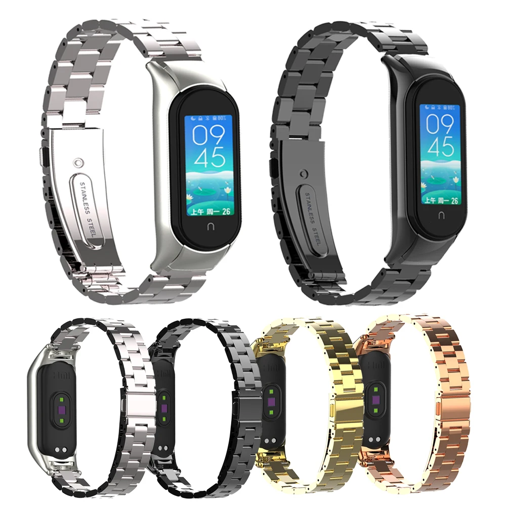 

Stainless Steel Strap for Amazfit Mi Band 7 Metal Replacement Watchband for Miband 6 5 4 3 Correa Wristband Bracelet Accessories